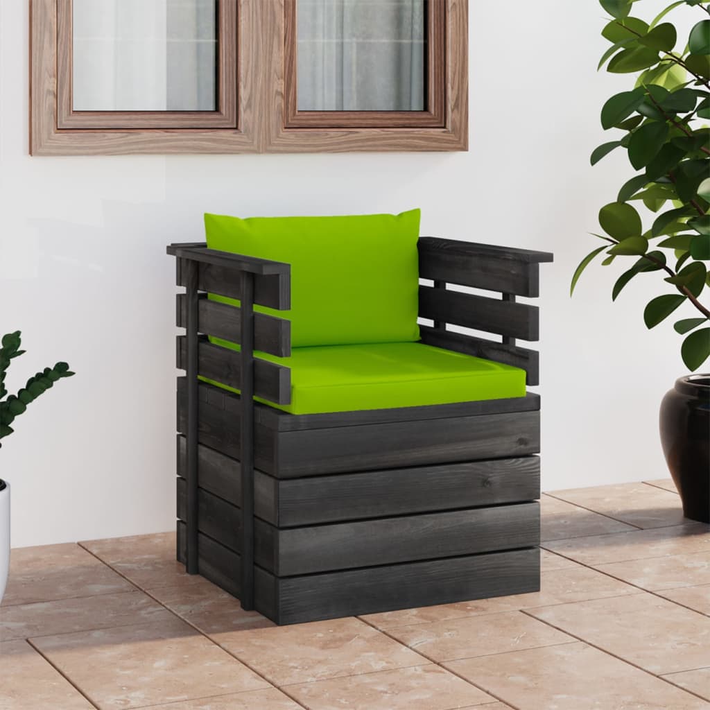 Poltrona da Giardino con Cuscini in Legno di Pino | homemem39
