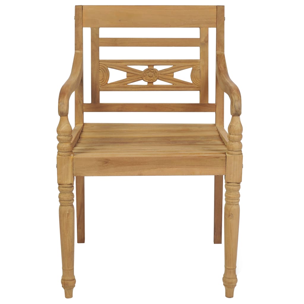 Sedie Batavia 2 pz con Cuscini Beige in Massello di Teak