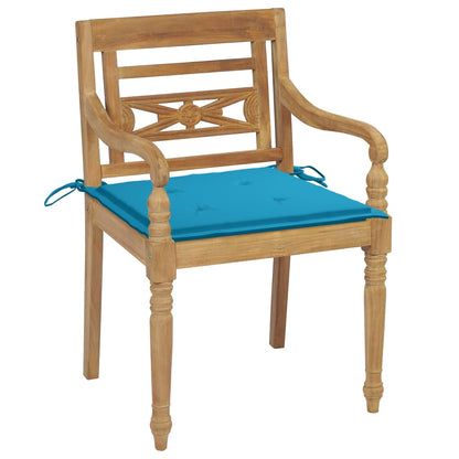 Batavia Chairs 2 pcs with Blue Cushions in Solid Teak
