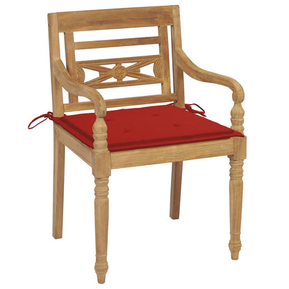 Batavia Chairs 2 pcs with Red Cushions in Solid Teak