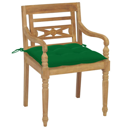 Batavia Chairs 2 pcs with Green Cushions in Solid Teak