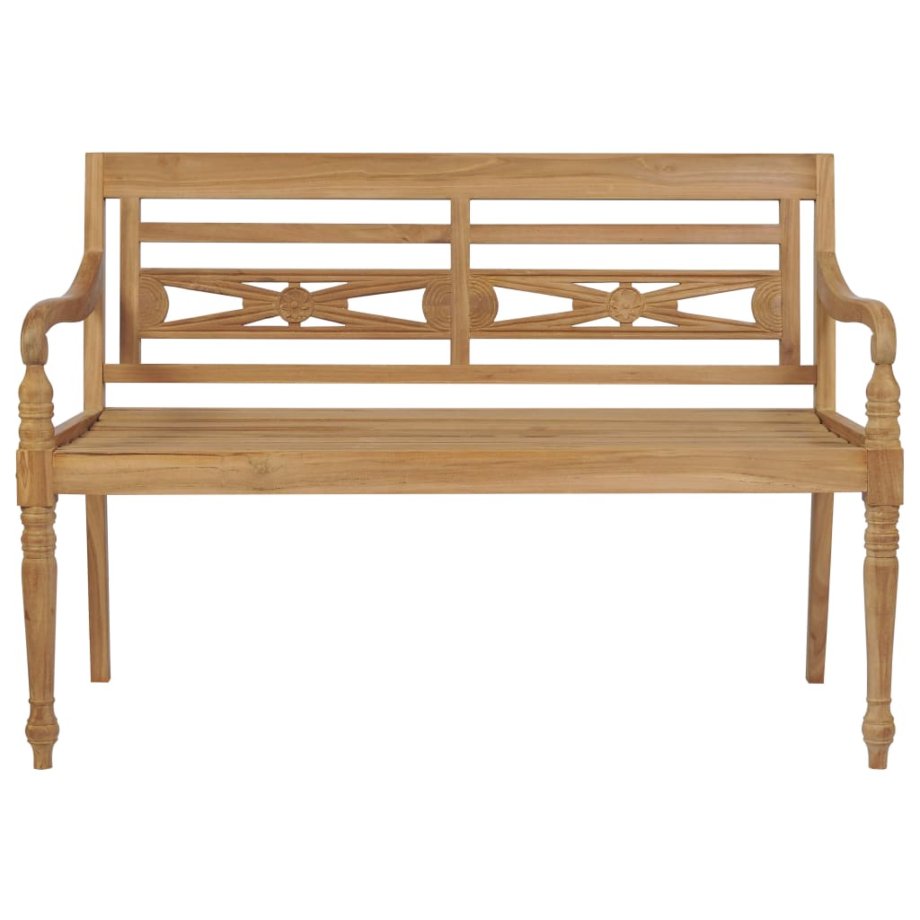 Panca Batavia con Cuscino Rosso 120 cm in Massello di Teak