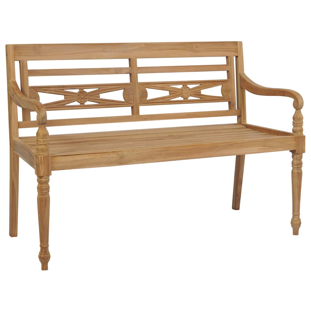 Panca Batavia con Cuscino Antracite 120 cm in Massello di Teak