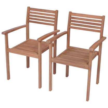 Garden Chairs 2 pcs with Black Solid Teak Cushions