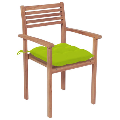 Sedie da Giardino 2 pz Cuscini Verde Brillante Legno di Teak