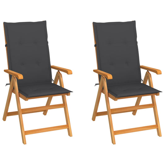 Garden Chairs 2 pcs with Anthracite Cushions in Solid Teak