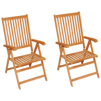 Garden Chairs 2 pcs with Black Cushions in Solid Teak