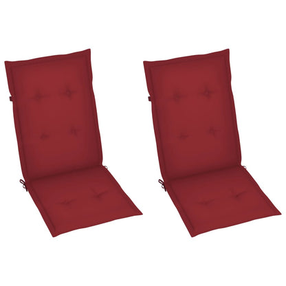 Garden Chairs 2 pcs with Solid Teak Wine Red Cushions