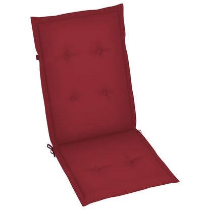 Garden Chairs 2 pcs with Solid Teak Wine Red Cushions