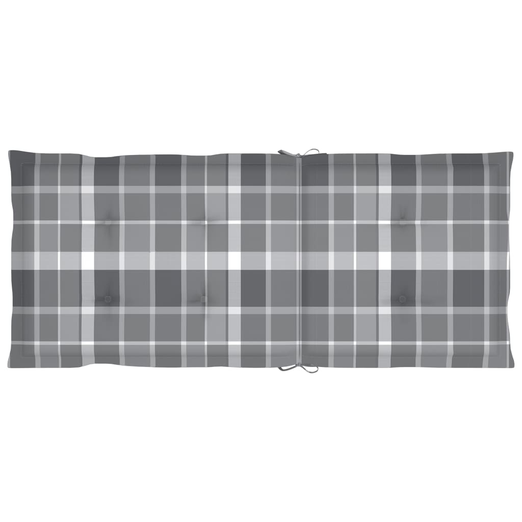 Sedie Giardino 2 pz con Cuscino Grigio a Quadri Teak Massello