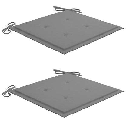 Sedie da Giardino 2 pz con Cuscini Grigi in Massello di Teak