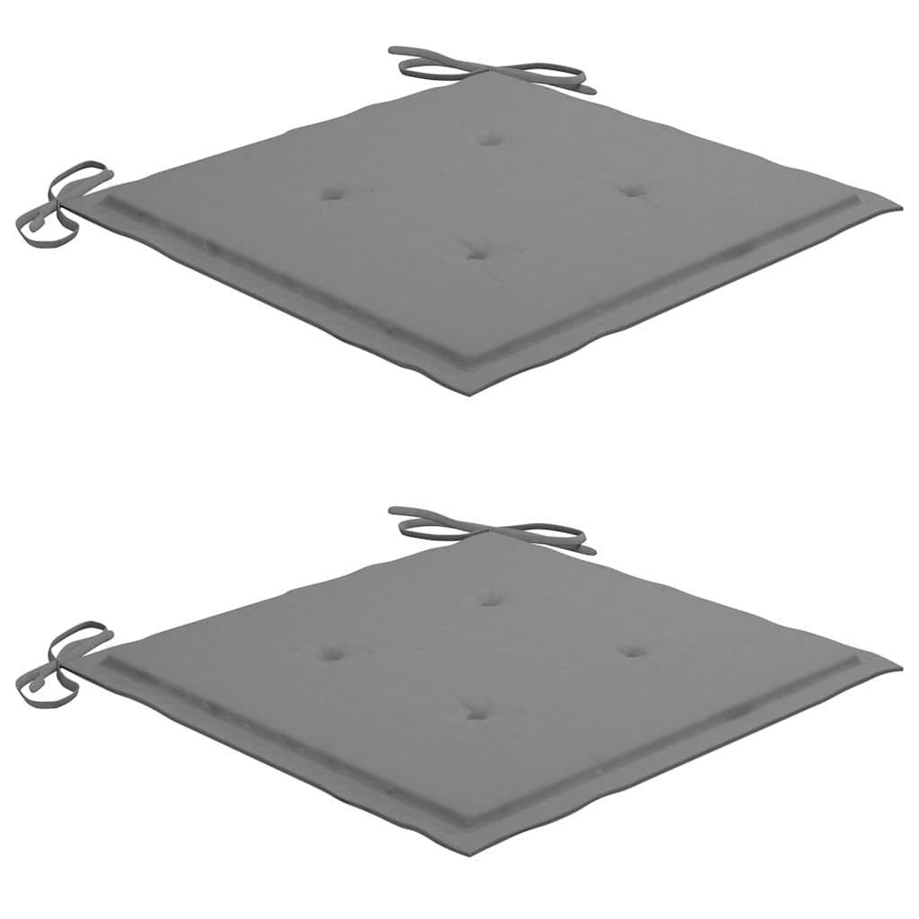 Sedie da Giardino 2 pz con Cuscini Grigi in Massello di Teak - homemem39