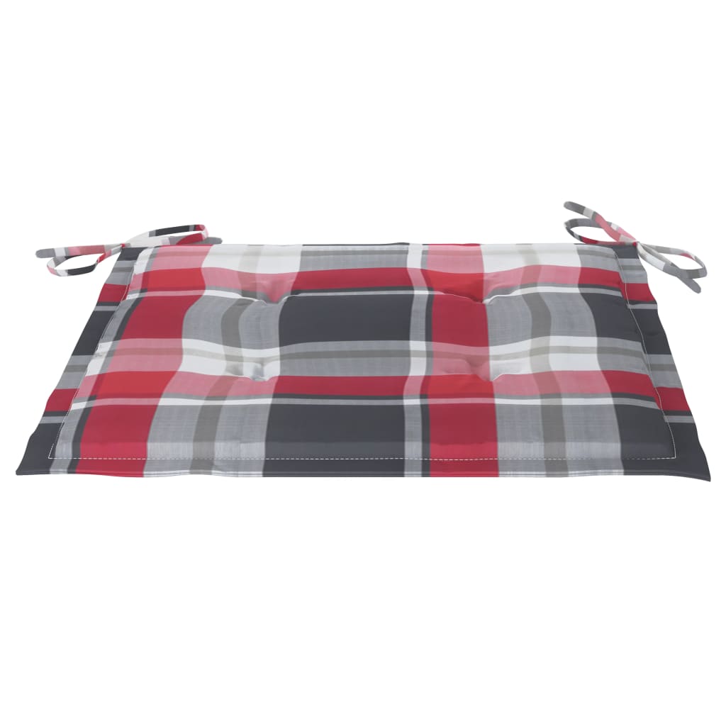 Sedie Giardino 2 pz con Cuscino Rosso a Quadri Massello di Teak - homemem39