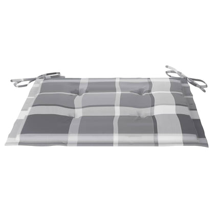 Sedie Giardino 2 pz con Cuscino Grigio a Quadri Massello di Teak - homemem39