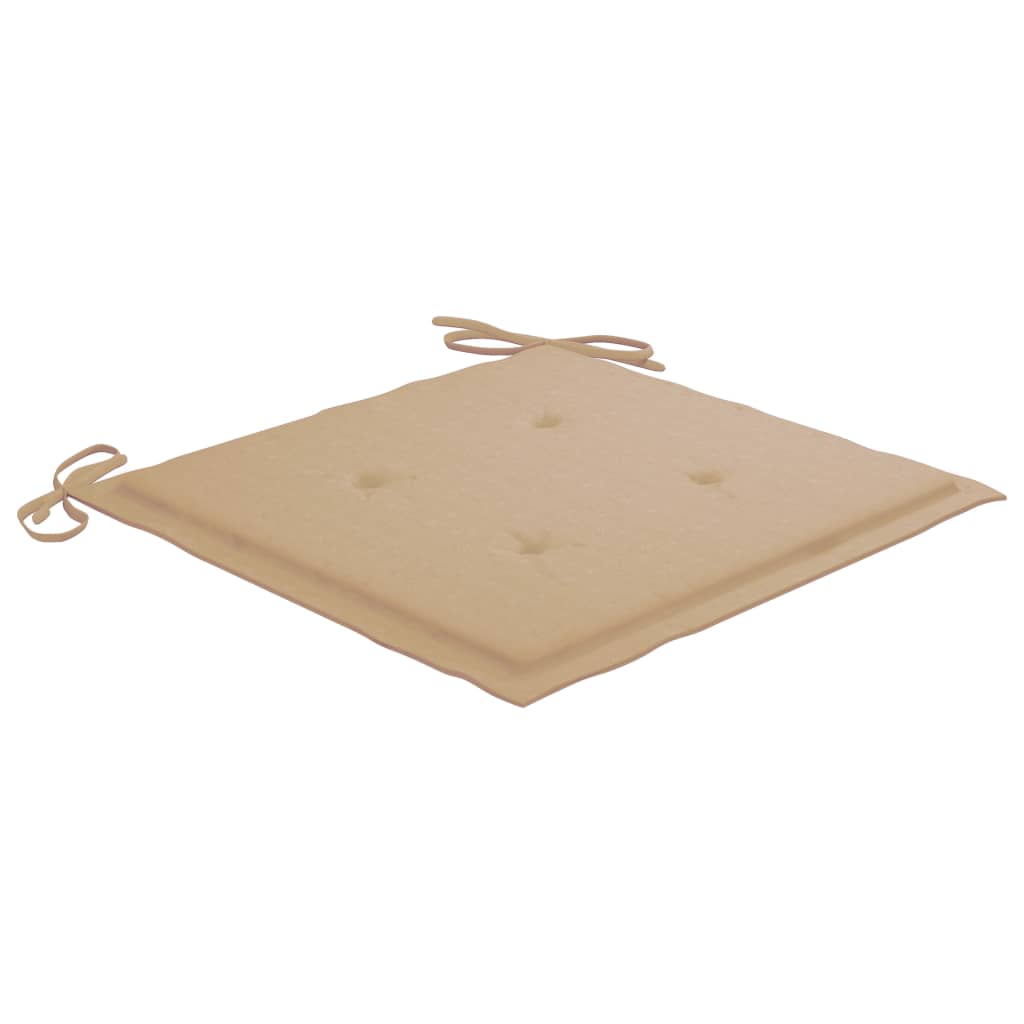 Sedie da Giardino con Cuscini Beige 2 pz in Massello di Teak