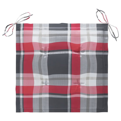 Sedie Giardino 2 pz con Cuscino Rosso a Quadri Massello di Teak - homemem39