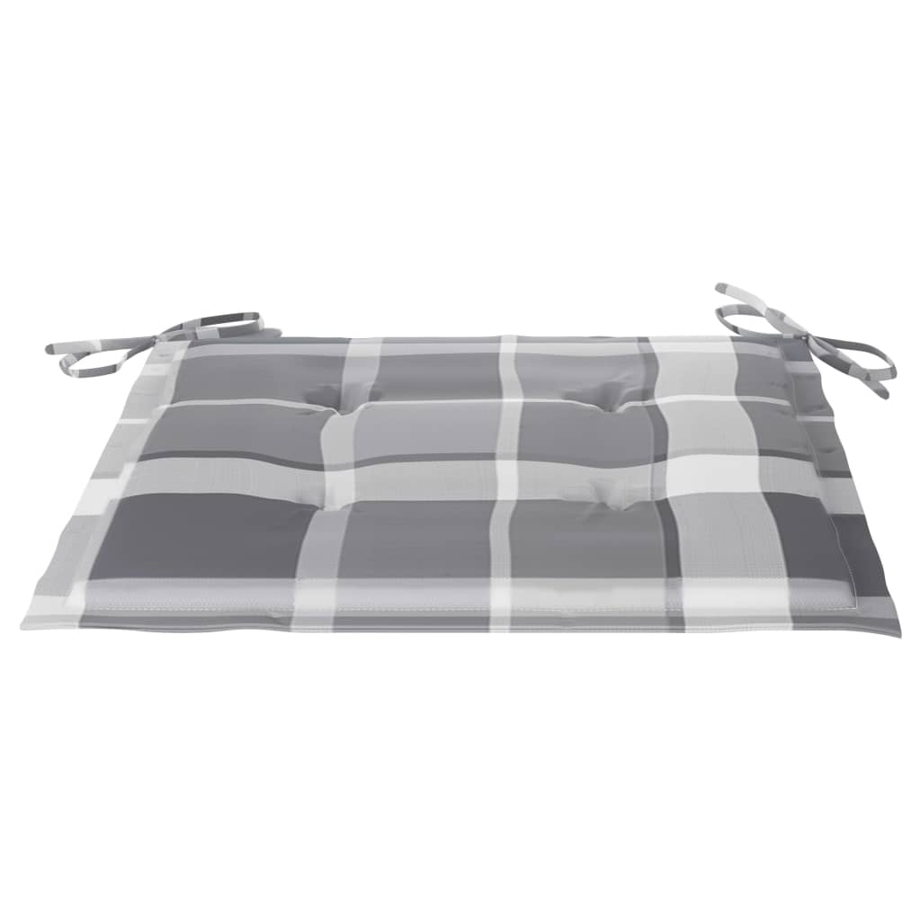 Sedie Giardino 2 pz con Cuscino Grigio a Quadri Massello di Teak - homemem39