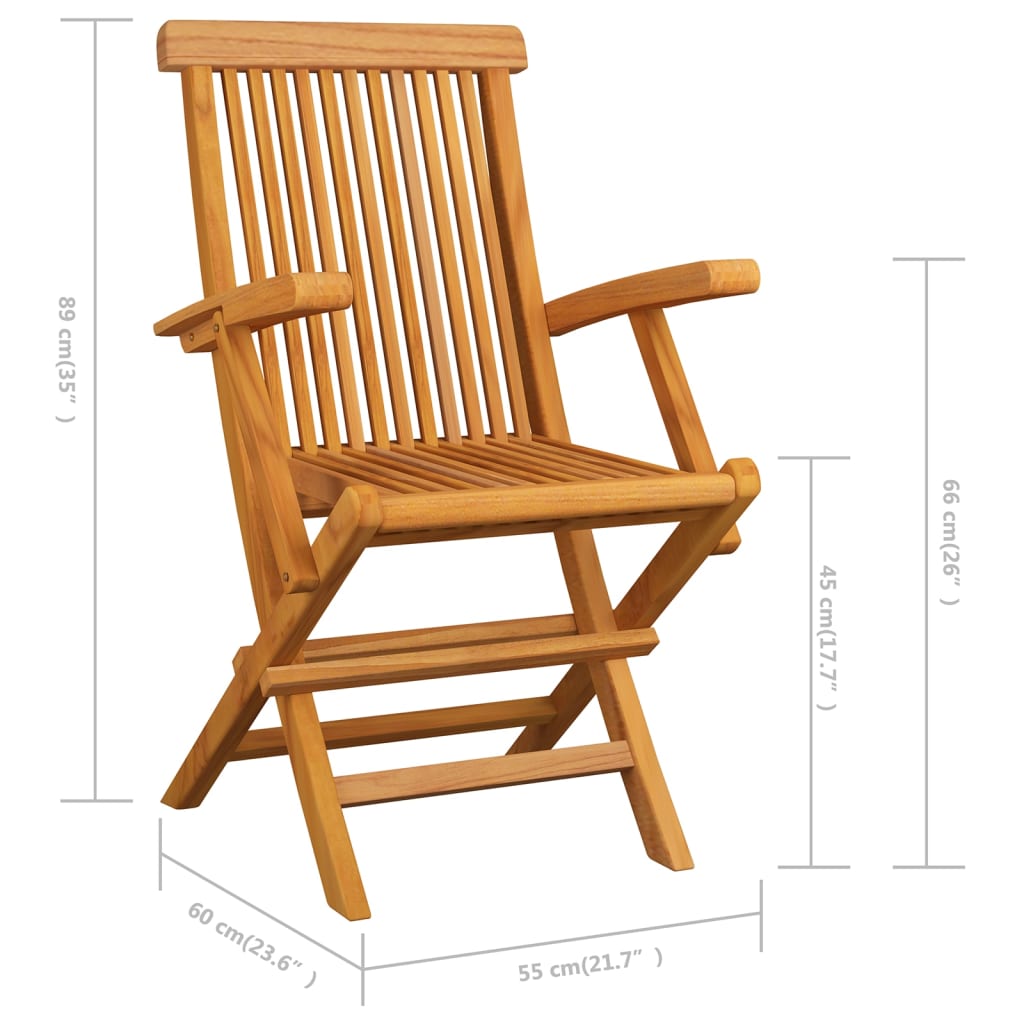 Sedie da Giardino con Cuscini Crema 2 pz Legno Massello di Teak