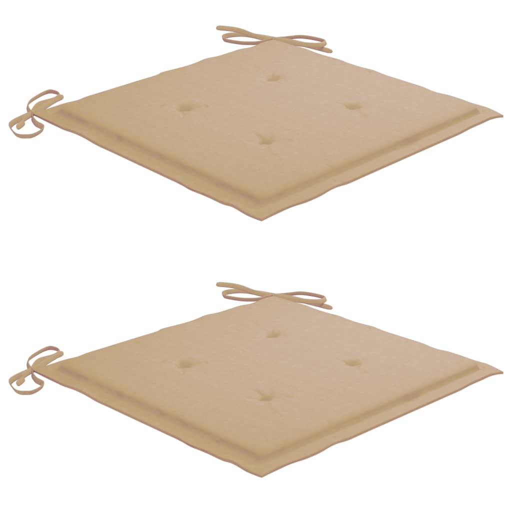 Sedie da Giardino con Cuscini Beige 2pz Legno Massello di Teak