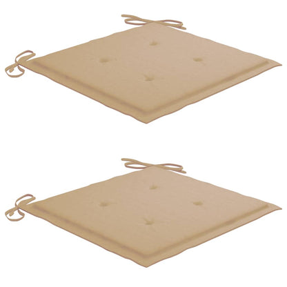 Sedie da Giardino con Cuscini Beige 2pz Legno Massello di Teak