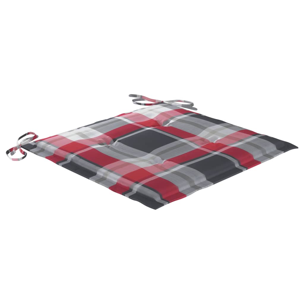 Sedie da Giardino Cuscini Motivo Quadri Rosso 2pz Massello Teak - homemem39