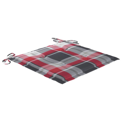 Sedie da Giardino Cuscini Motivo Quadri Rosso 2pz Massello Teak - homemem39