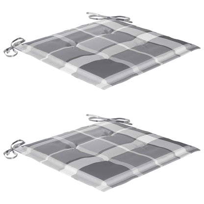 Sedie Giardino Cuscini Motivo Quadri Grigio 2pz Massello Teak - homemem39