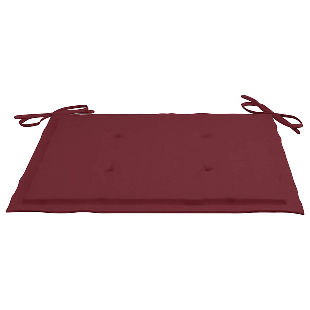 Sedie Giardino con Cuscini Rosso Vino 3 pz Legno Massello Teak - homemem39