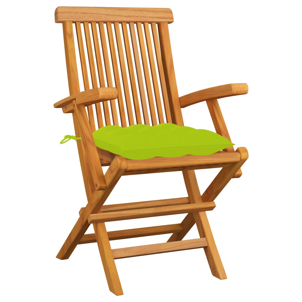 Garden Chairs with Light Green Cushions 3pcs Solid Teak Wood