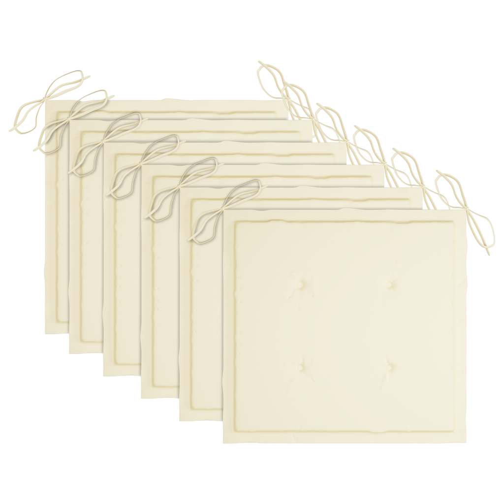Sedie da Giardino con Cuscini Crema 6 pz Legno Massello di Teak - homemem39