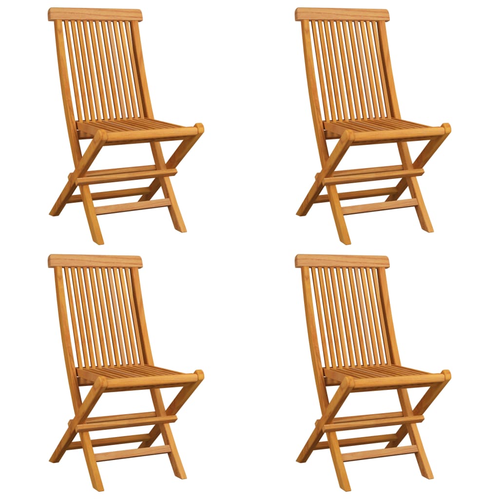 Garden Chairs with Red Cushions 4 pcs Solid Teak