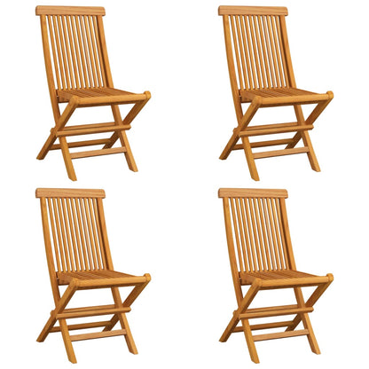 Garden Chairs with Black Cushions 4 pcs Solid Teak