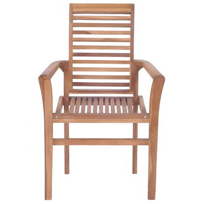 4 pcs Dining Chairs with Gray Cushions in Solid Teak