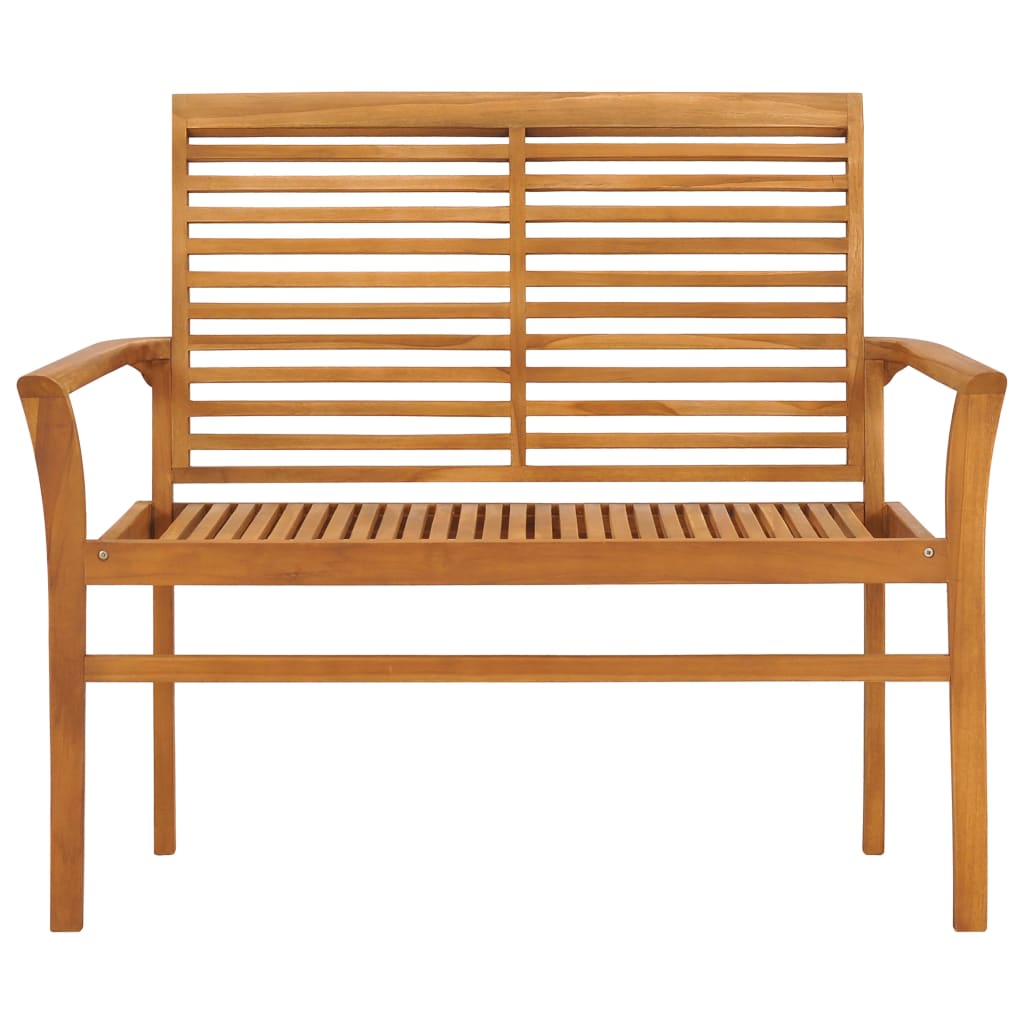 Panca da Giardino con Cuscino Verde Brillante 112 cm Legno Teak