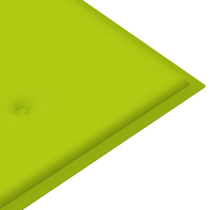 Panca da Giardino con Cuscino Verde Brillante 112 cm Legno Teak