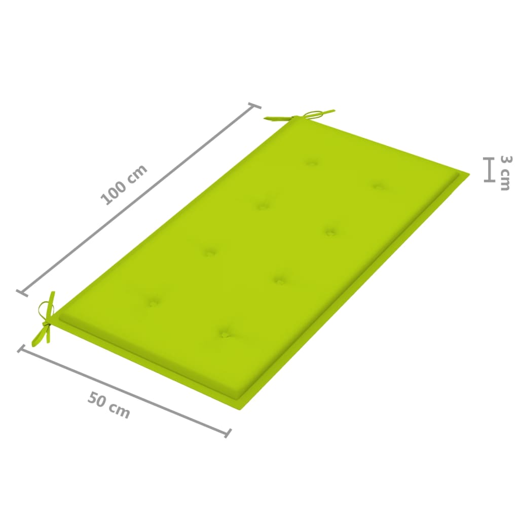 Panca da Giardino con Cuscino Verde Brillante 112 cm Legno Teak | homemem39