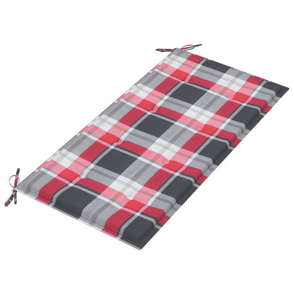 Panca da Giardino con Cuscino Rosso a Quadri 112 cm Legno Teak | homemem39