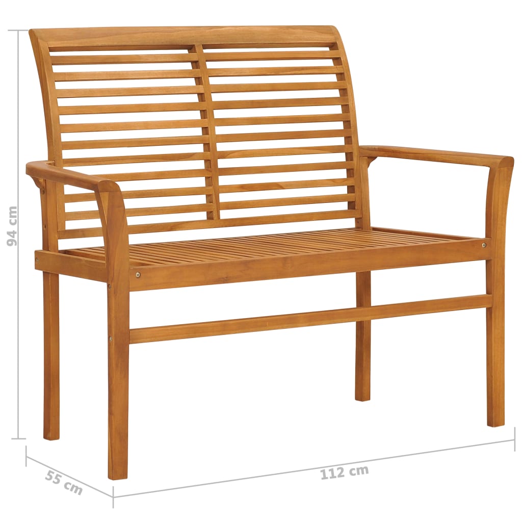 Panca da Giardino con Cuscino Rosso a Quadri 112 cm Legno Teak | homemem39