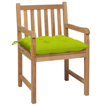 Garden Chairs 2 pcs Bright Green Cushions in Teak Wood