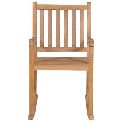 Rocking Chair with Beige Cushion in Solid Teak