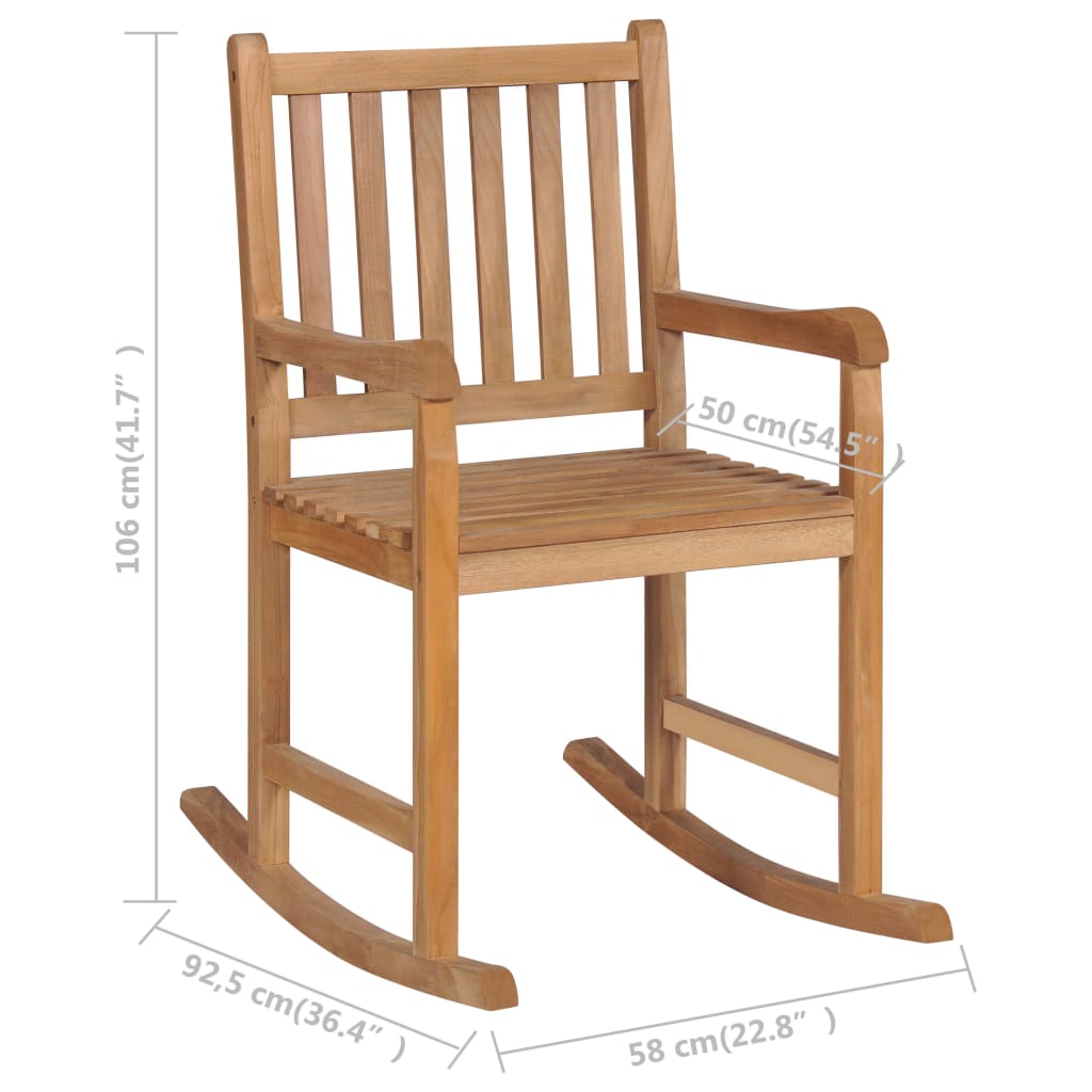 Rocking Chair with Mole Cushion in Teak Wood