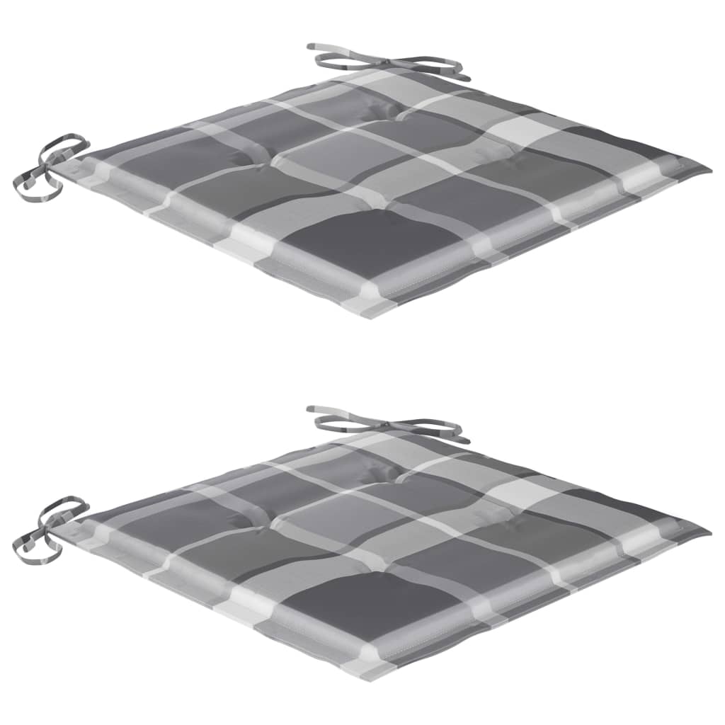 Sedia a Dondolo con Cuscino Grigio a Quadri in Massello di Teak - homemem39