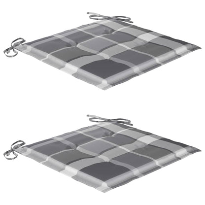 Sedia a Dondolo con Cuscino Grigio a Quadri in Massello di Teak - homemem39