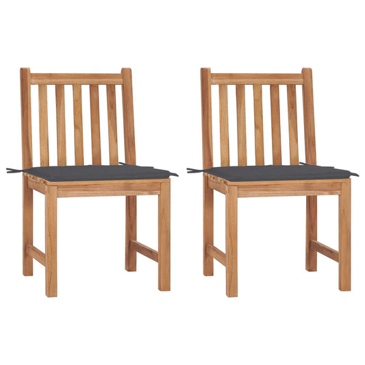 Garden Chairs 2 pcs with Cushions in Solid Teak Wood