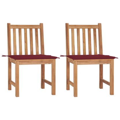 Garden Chairs 2 pcs with Cushions in Solid Teak Wood