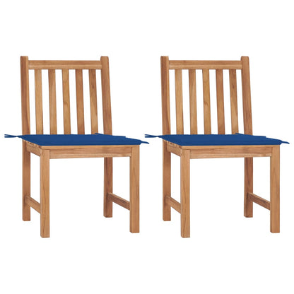 Garden Chairs 2 pcs with Cushions in Solid Teak Wood