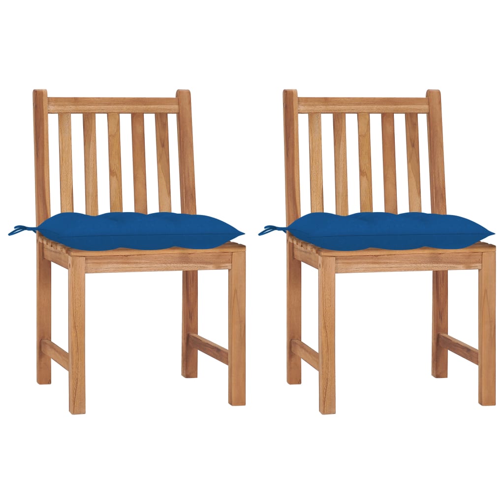 Garden Chairs 2 pcs with Cushions in Solid Teak Wood