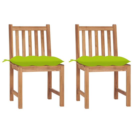 Garden Chairs 2 pcs with Cushions in Solid Teak Wood