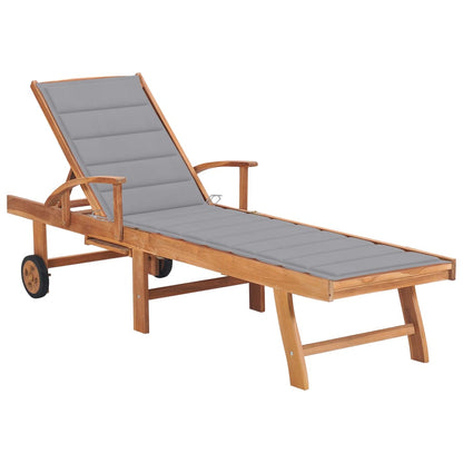 Sun Lounger with Anthracite Teak Wood Table and Cushion