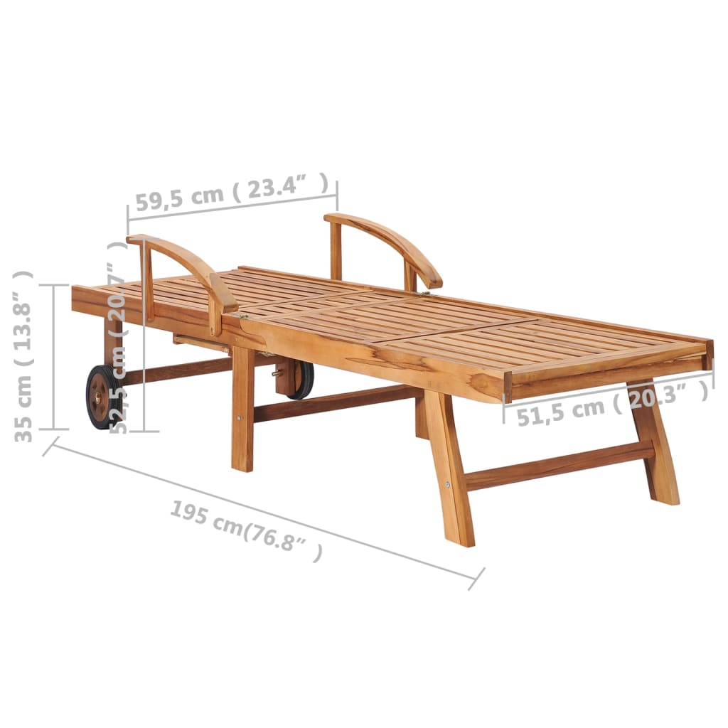 Lettino Prendisole con Tavolo e Cuscino Antracite Legno di Teak